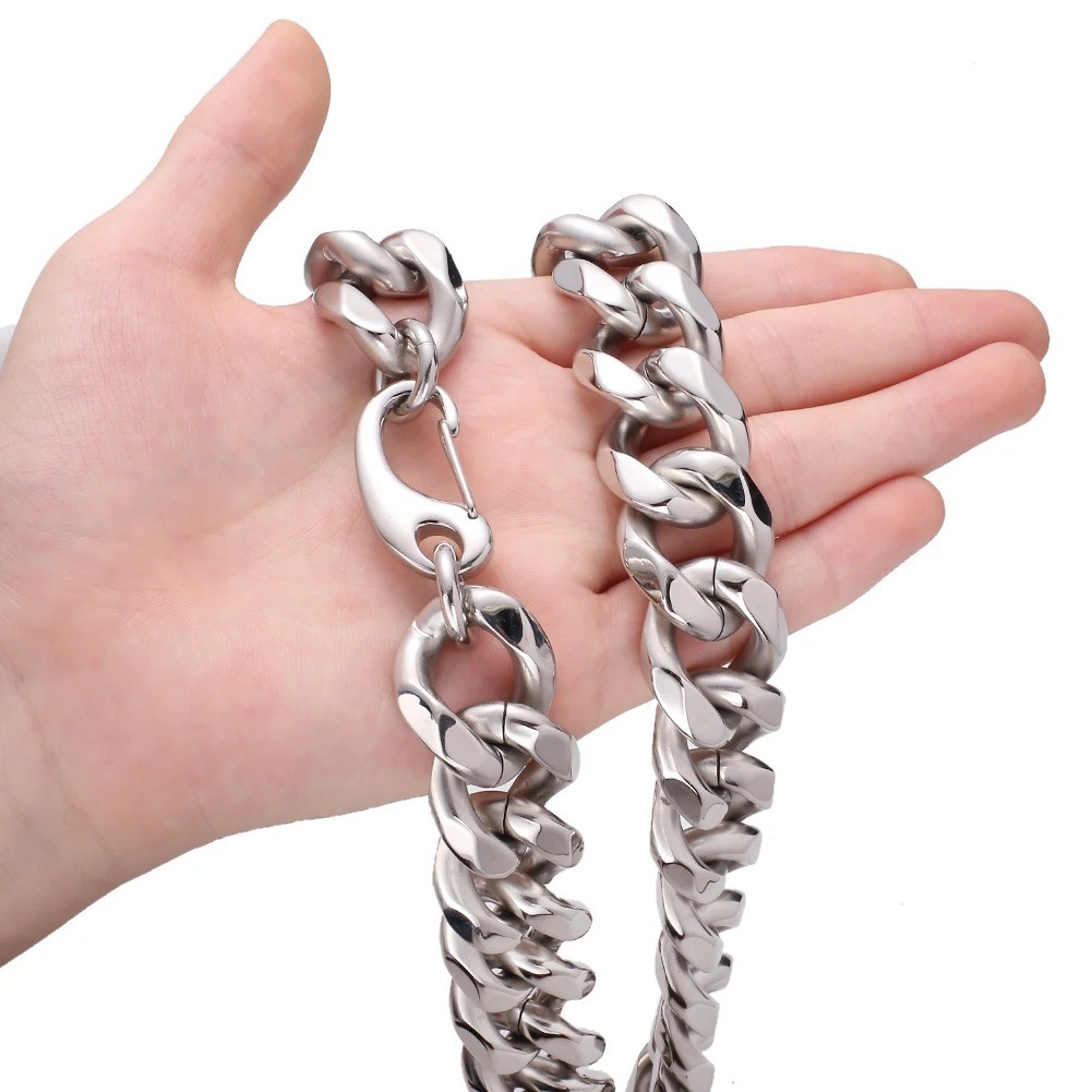 24mm Wide Any Length Curb Cuban Chain 316L Stainless Steel Necklace for Men Male