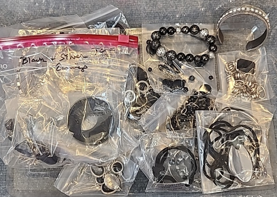 Jewelry Wearable Black & Silver Tone Collection 5 Lbs Lot # 580 See Description