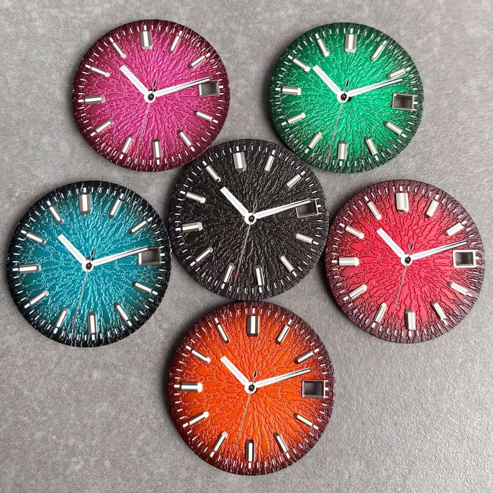 29mm Black Red Multicolor Watch Dial Hand Set Lume Fit NH35 NH36 Dive Men Watch