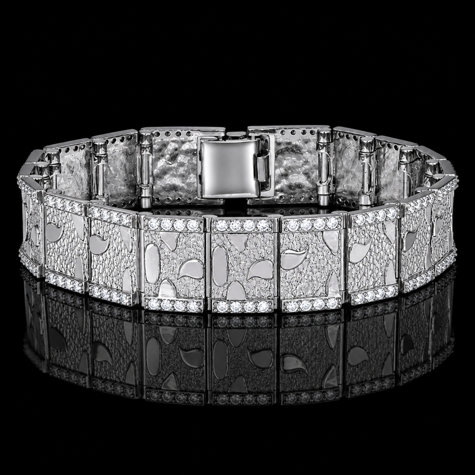 Iced Out Moissanite Bracelet 925 Silver Nugget Hip Hop Chunky Unisex