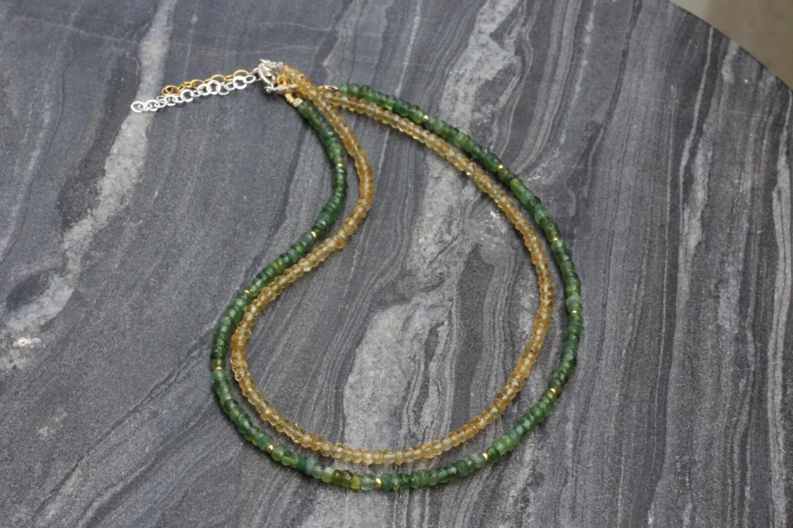 Dainty Citrine Beaded Necklace Yellow Crystal Choker November Birthstone Gift