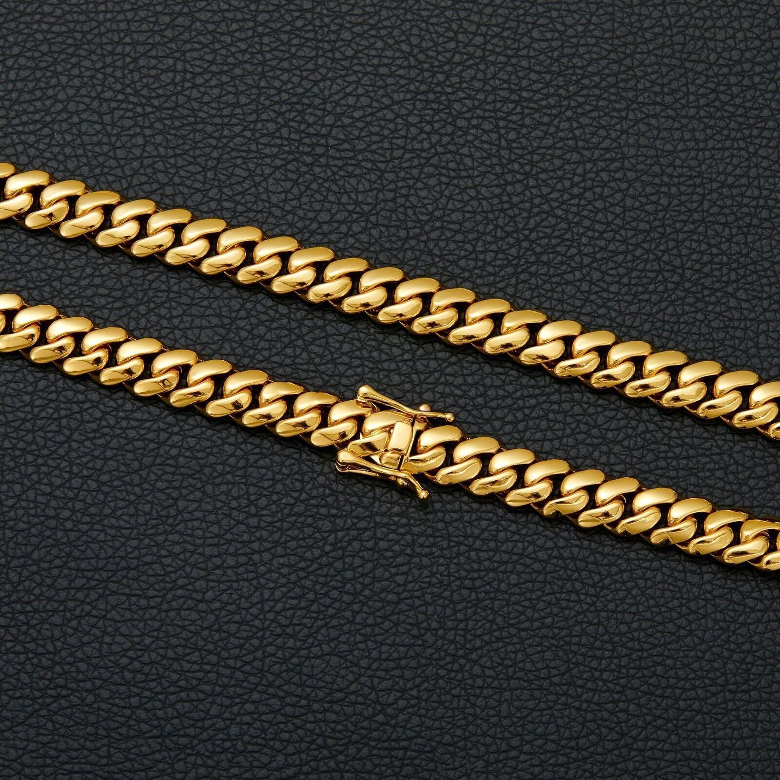 10-22mm Miami Cuban Link Chain Necklace Bracelet 14k Gold Plated Stainless Steel