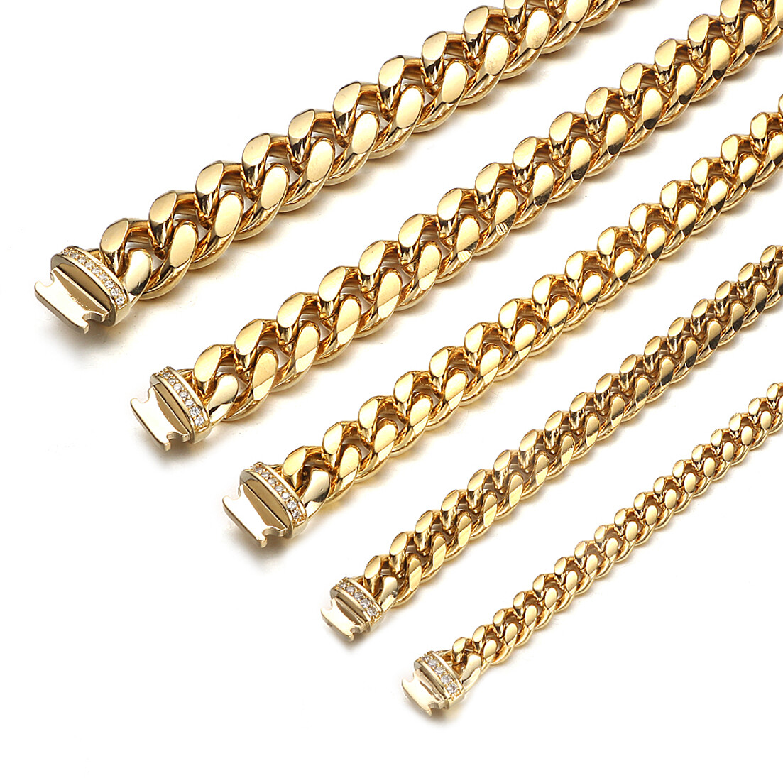 6mm-14mm Mens Miami Cuban Link Chain SOLID Stainless Steel Necklace or Bracelet
