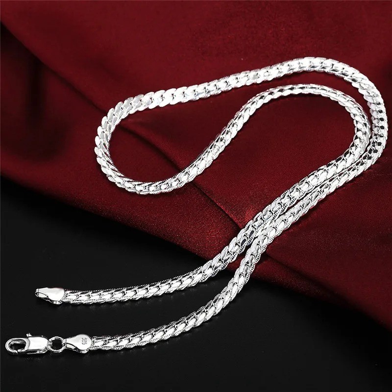 925 Sterling Solid Silver Chain Necklace Jewelry for Women Men Fashion Gif