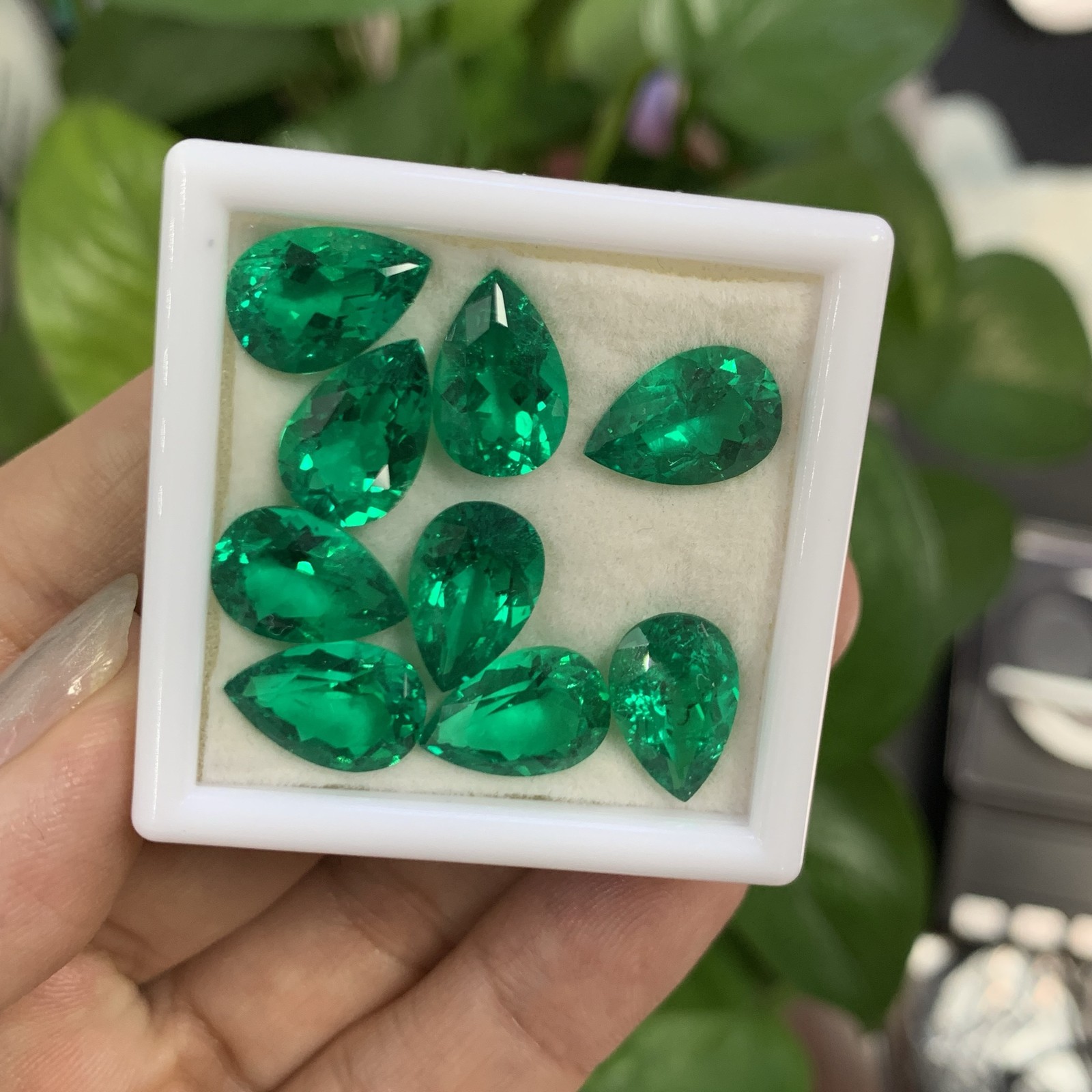 AGL Lab Grown Hydrothermal Pear Cut Lab Grown Colombia Emerald Loose Gemstones