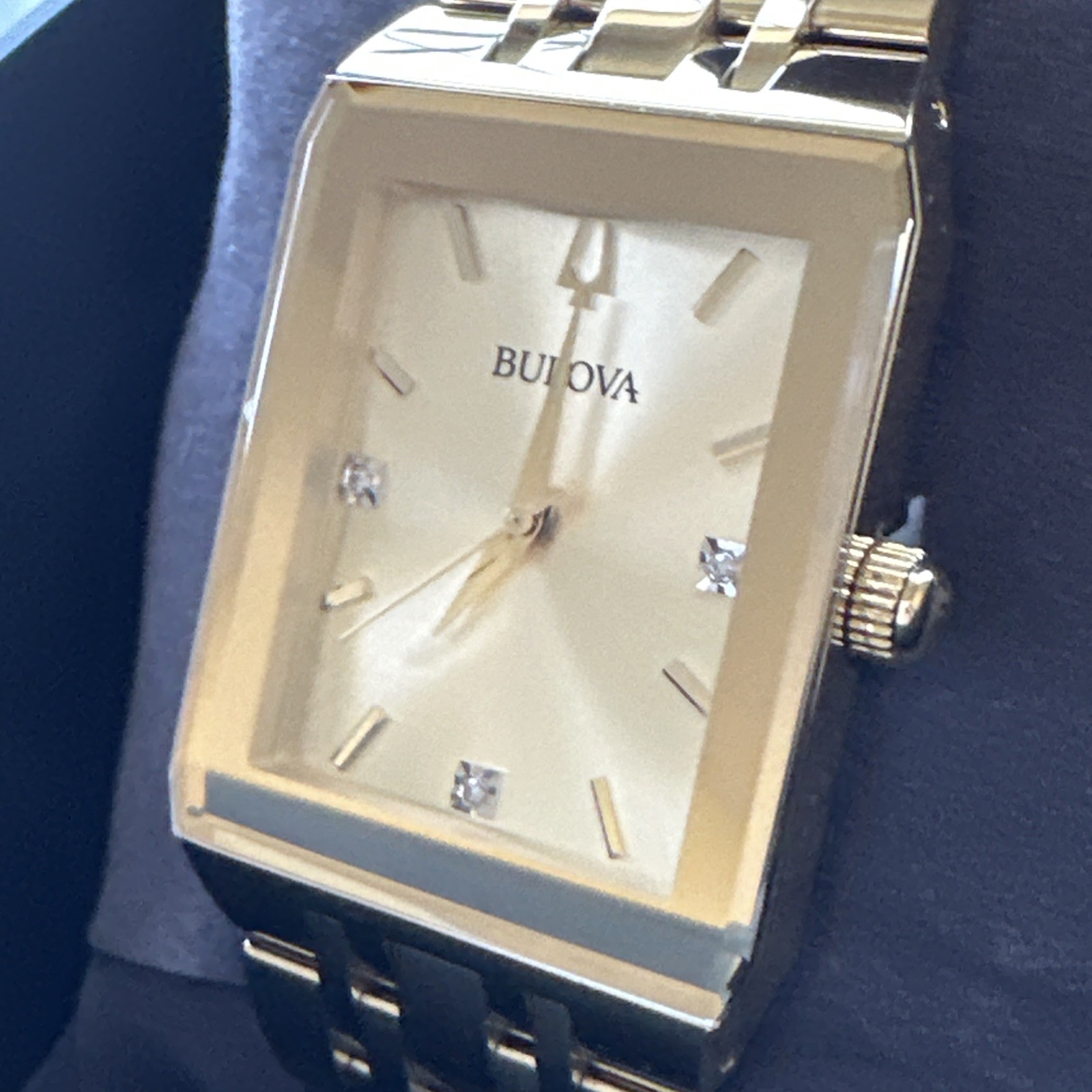 Bulova Quadra Quartz Diamond Champagne Dial Men’s Watch 97D120