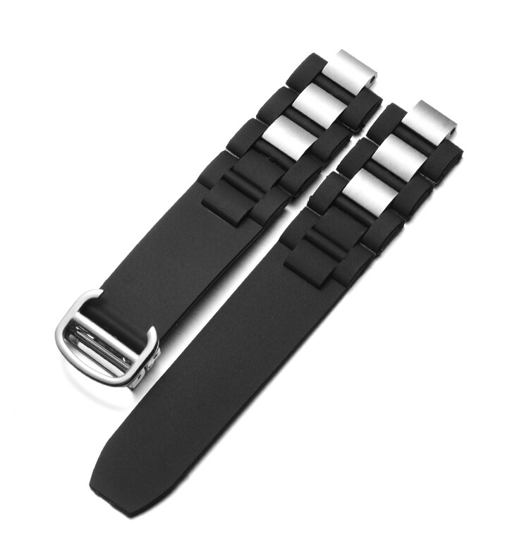 DISMAY 20mm 10mm Silicone Rubber Watch Strap Band For CARTIER 21 Chronoscaph 21