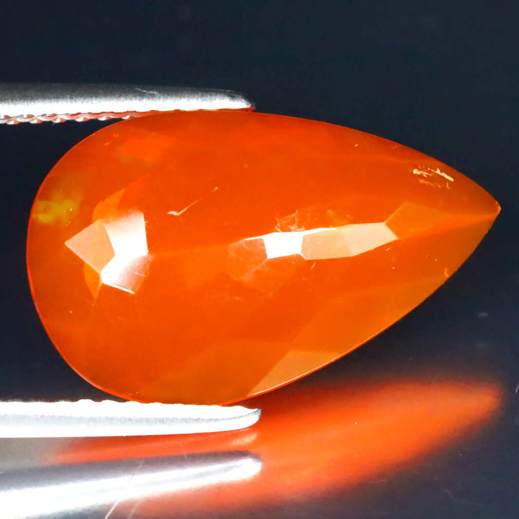 2.46 ct Eye-catching Pear Cut (18 x 11 mm) Heated Orange Fire Opal Gemstone