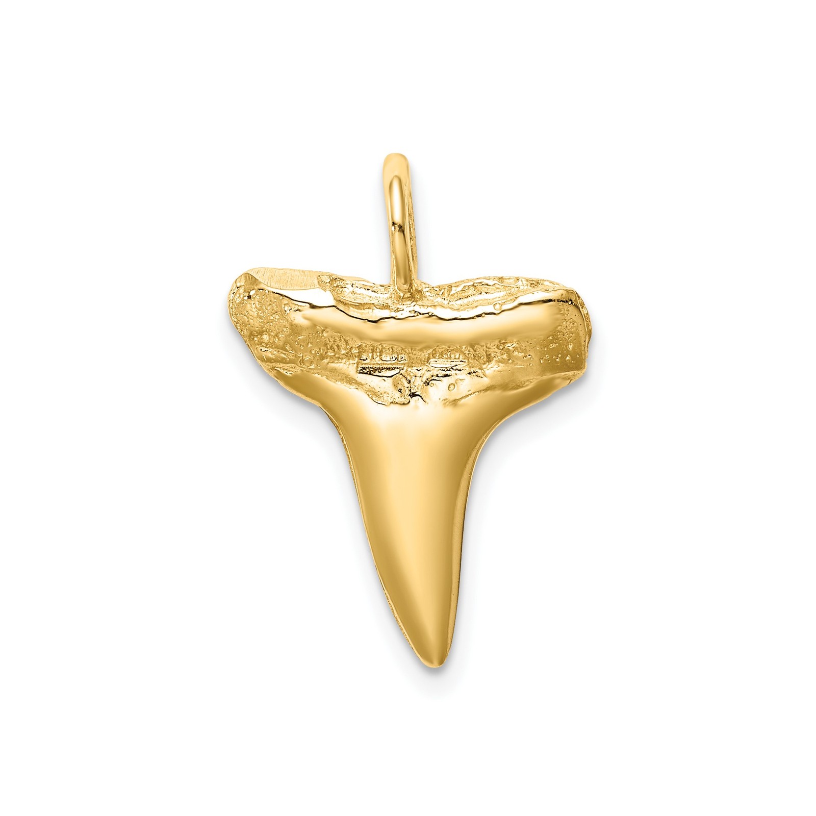 14k Yellow Gold Solid Shark Tooth Pendant Men’s Surfer Ocean Charm 16mm