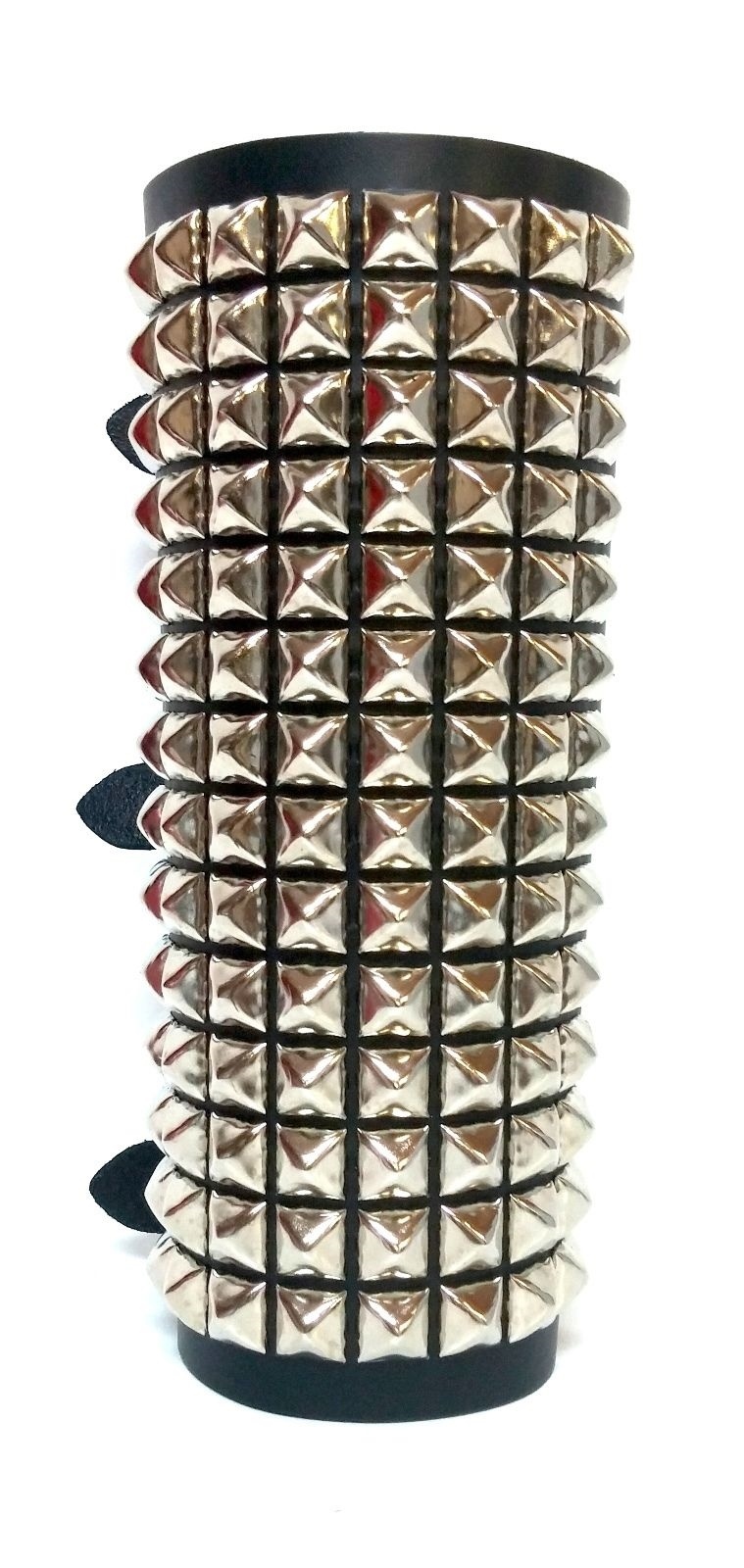14 ROW PYRAMID STUD ARM BAND GAUNTLET WITH BUCKLE REAL LEATHER