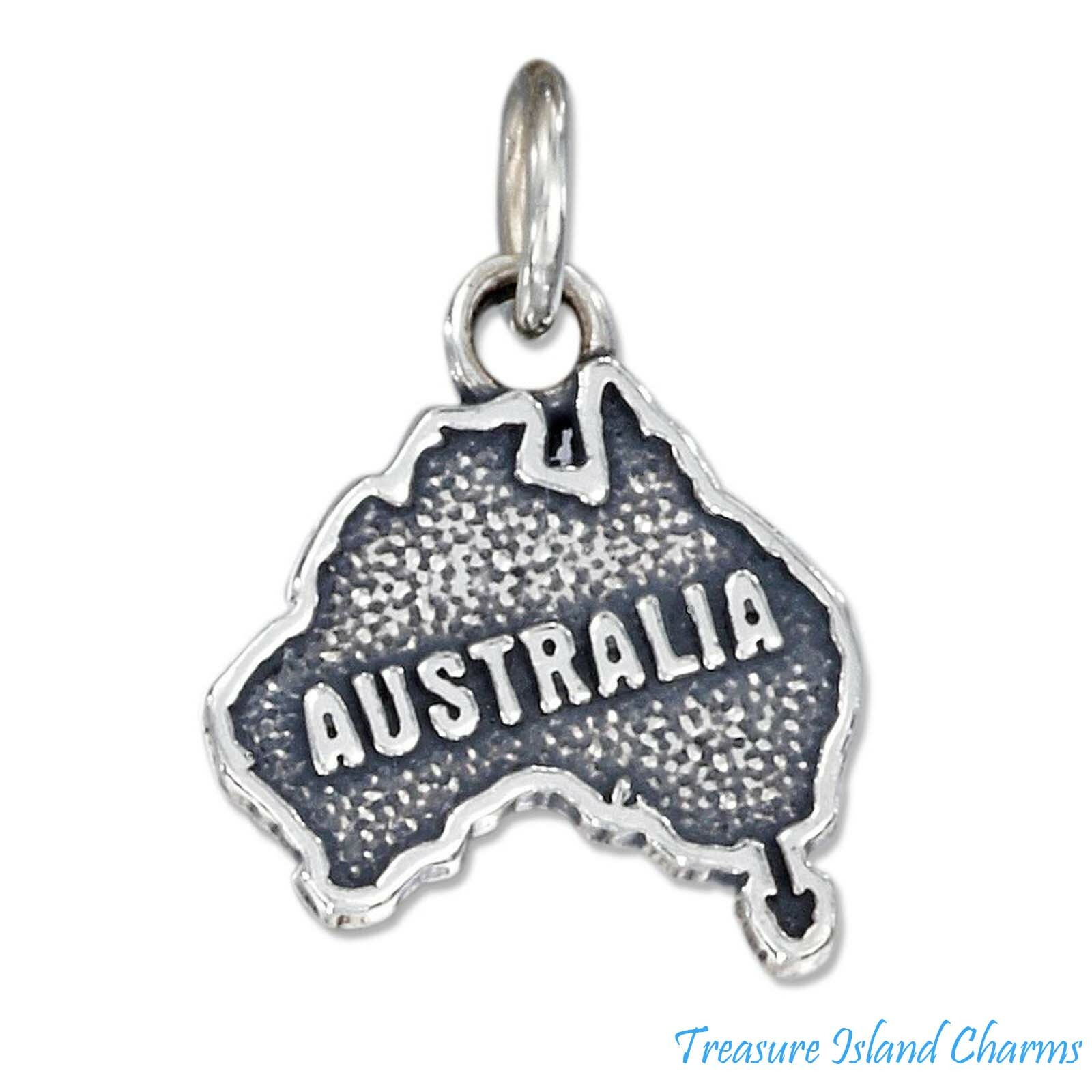 Australia Country Continent Map 925 Solid Sterling Silver Charm MADE IN USA