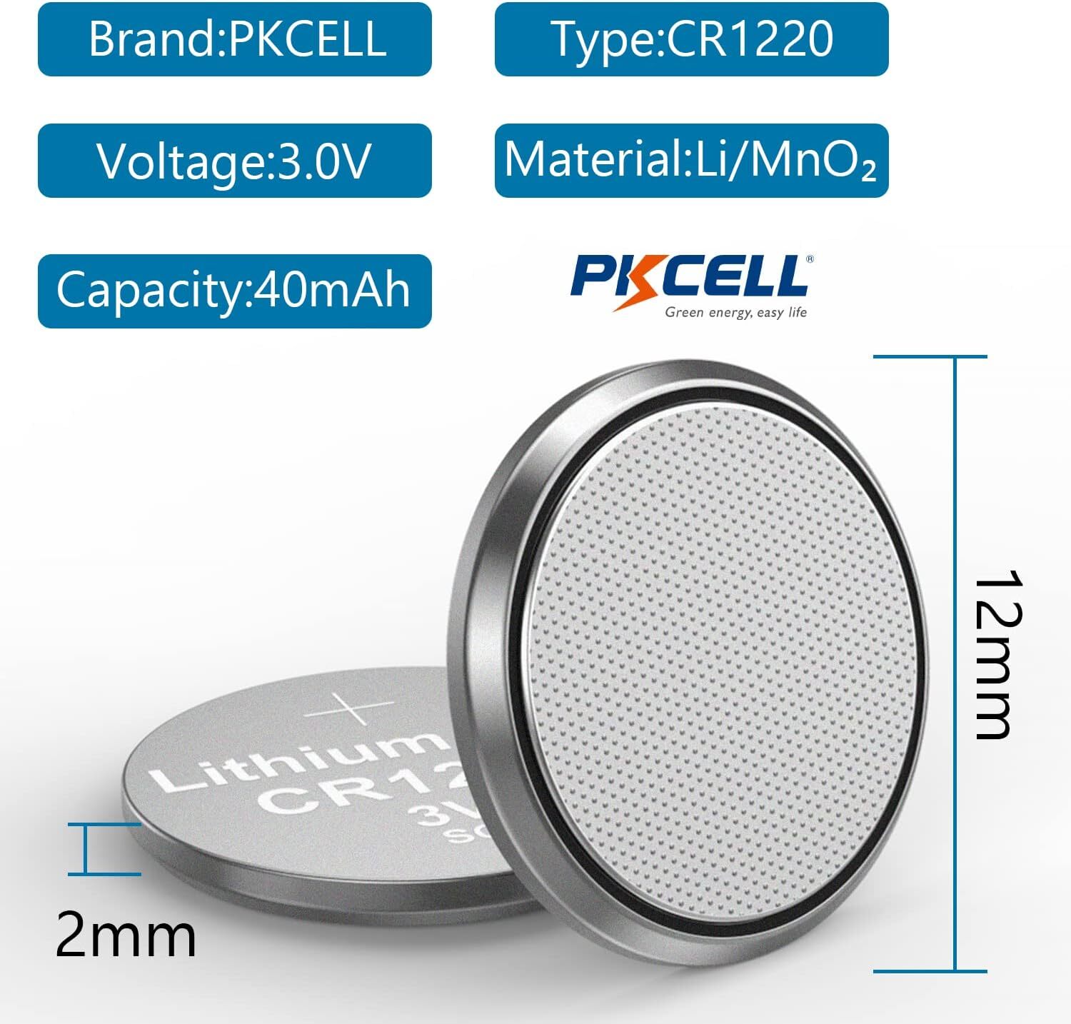 600Pcs New CR1220 3V Li-SOCl2 Batteries KCR1220 5009LC Coin Button Cell PKCELL