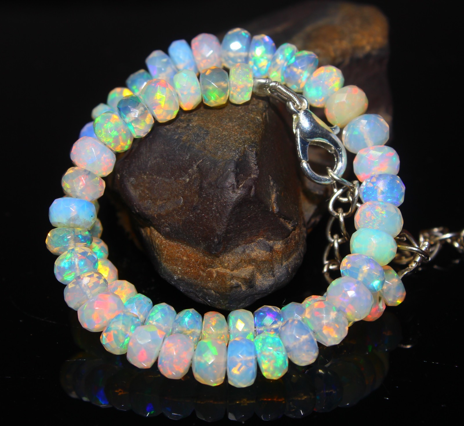 Ethiopian Opal Rondelle Beads 4-5mm 8 Inch Faceted Gemstone Strand