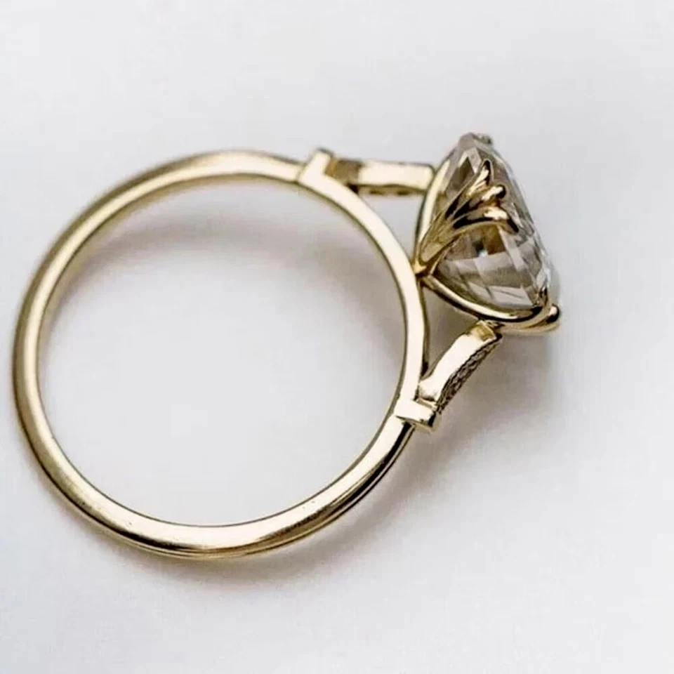 2.2Ct Art Deco Vintage Style Lab Created Diamond Engagement 14K Gold Finish Ring