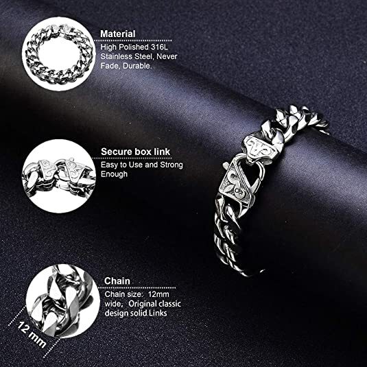 12/15mm Wide 316L Stainless Steel Curb Cuban Link Chain Necklace 16″-40″