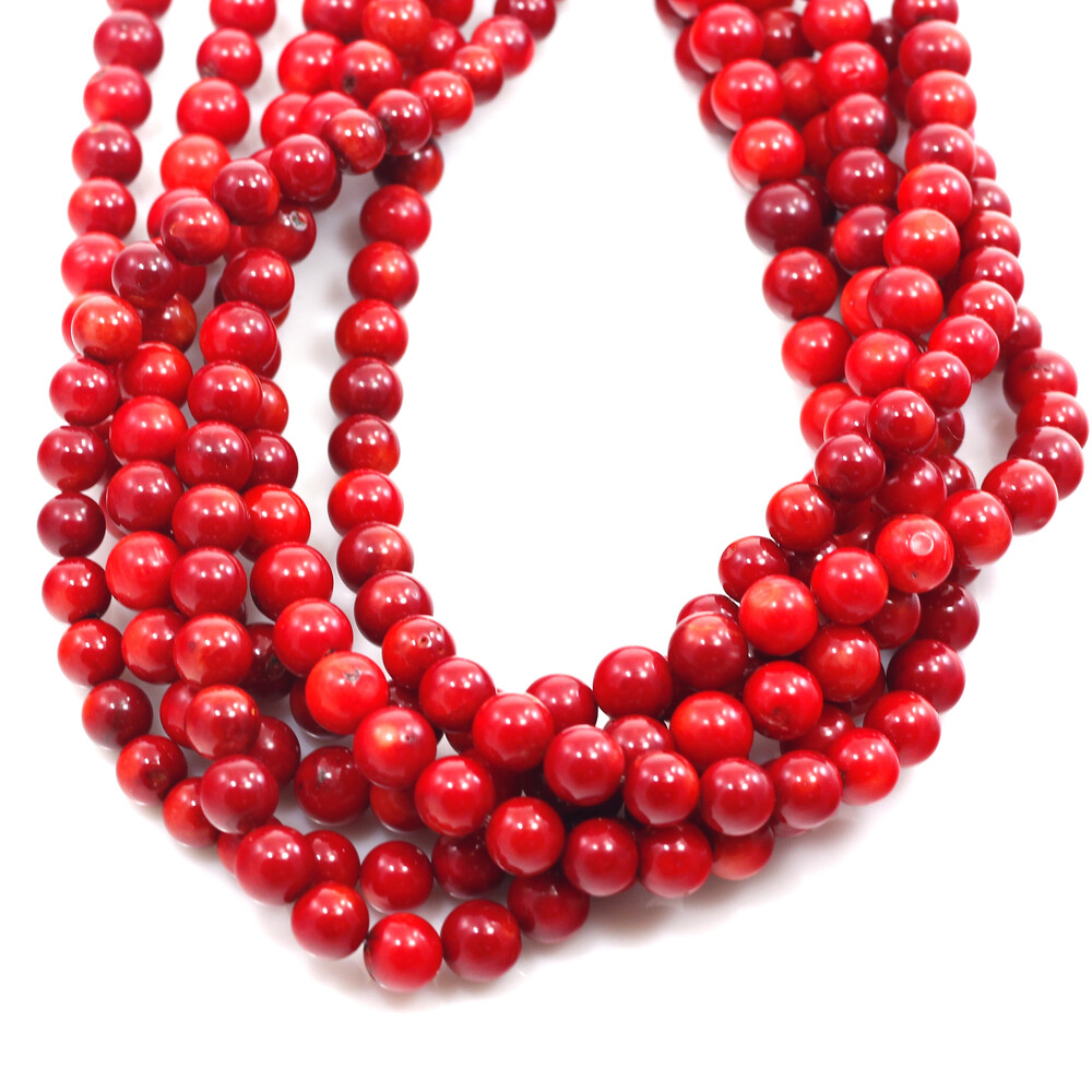 Red Sea Coral Smooth Round Spacer Loose Beads 15″ 3mm 4mm 6mm 8mm 10mm 12mm