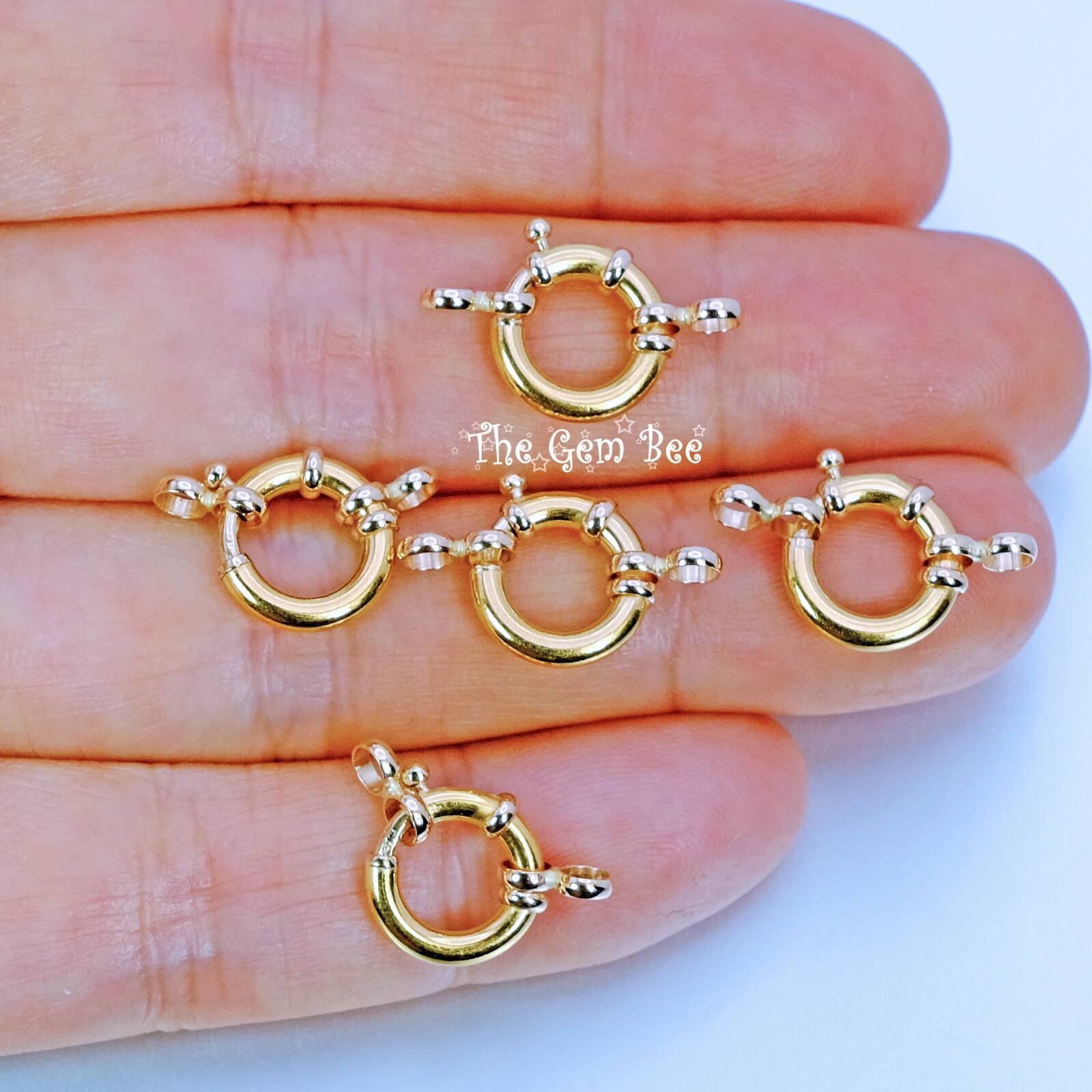 10MM 14k Solid Yellow Gold Designer Italy Spring Bolt Ring Sailor’s Clasp