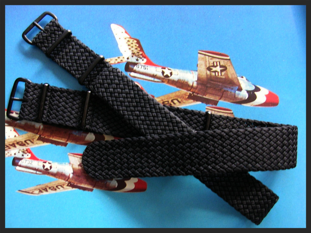 20mm Black PVD Braided NATO G10 ® Woven HD Nylon watch band RAF strap IW SUISSE