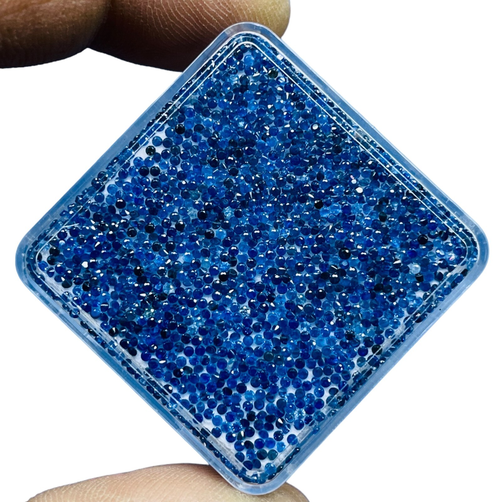 100 Pcs Natural Sri Lankan Blue Sapphire 1.1mm Round Diamond Cut Loose Gemstones
