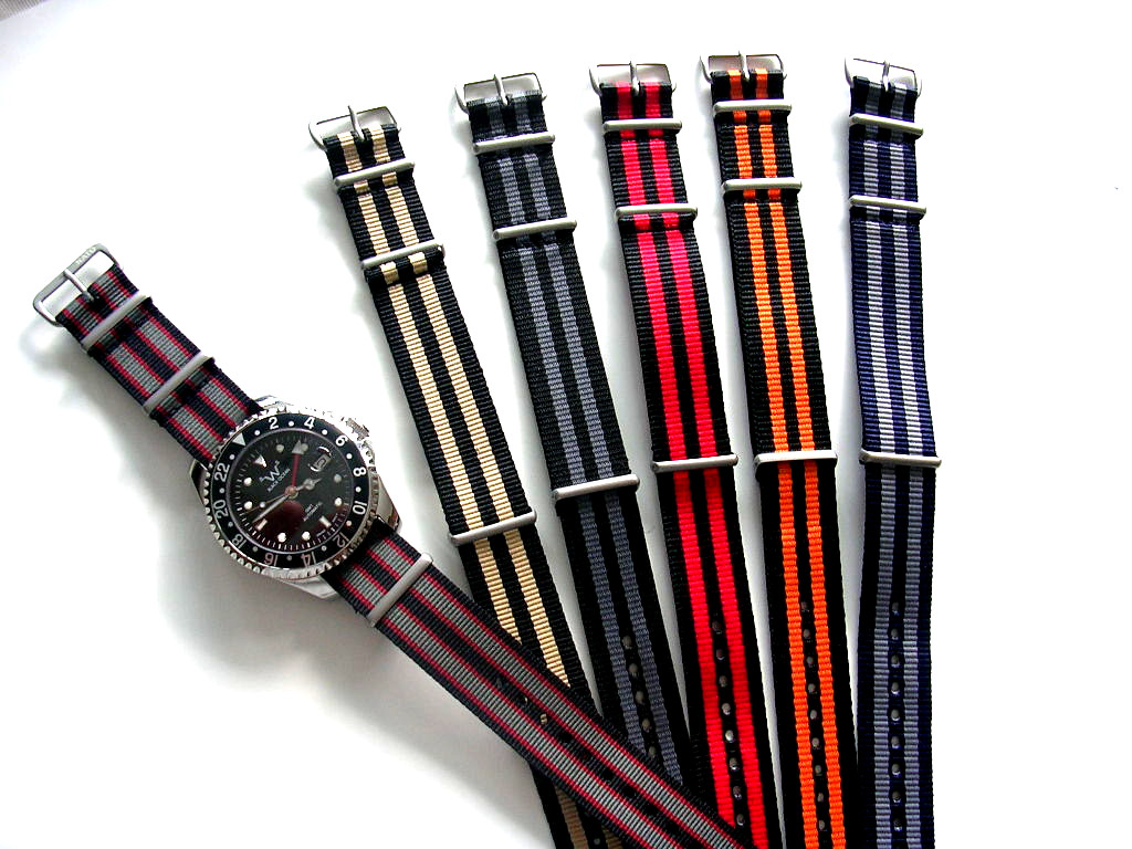 24mm NATO G10 Ballistic Nylon watchband strap Military Bonded IW SUISSE 18 20 22