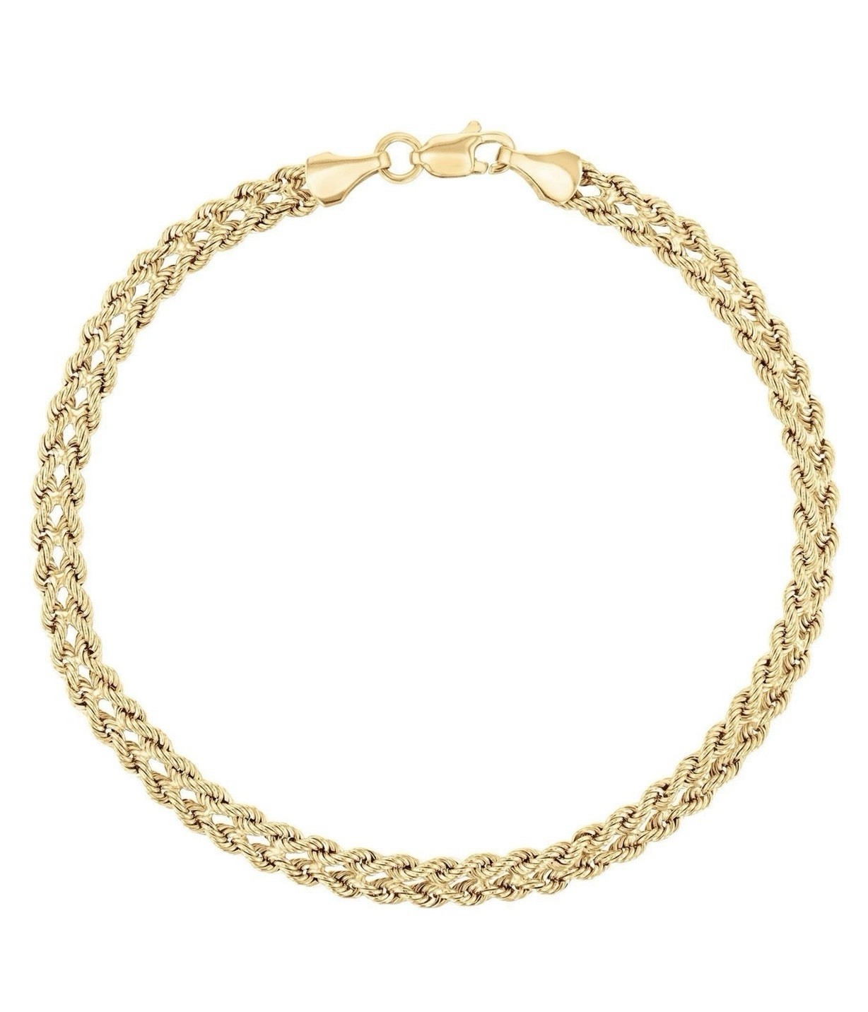 Reeds Double Rope Chain Bracelet 10K Gold 7 Inches.