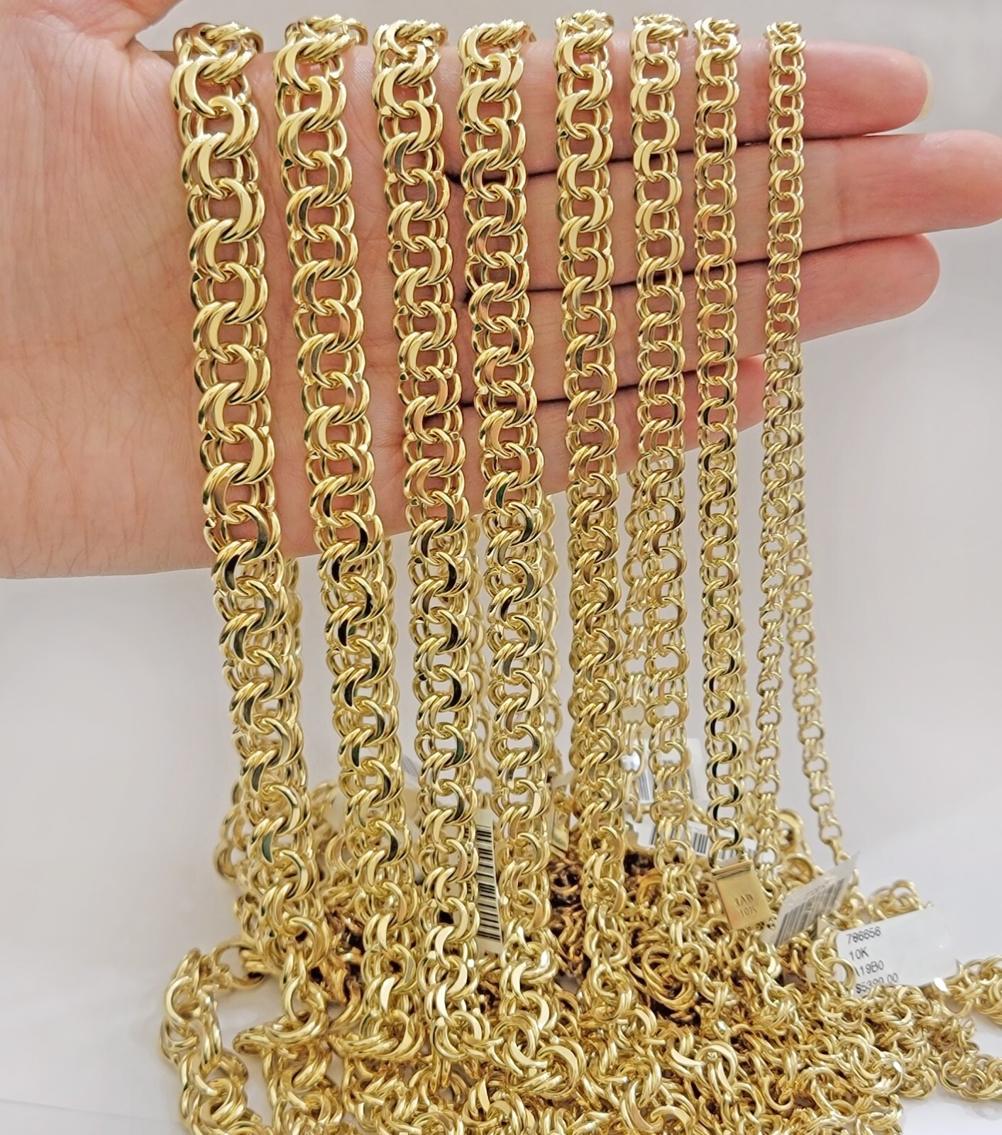 Real Chino Chain Necklace 10k Yellow Gold Solid Link 5mm-11mm 22″-26″ Mens, Sale