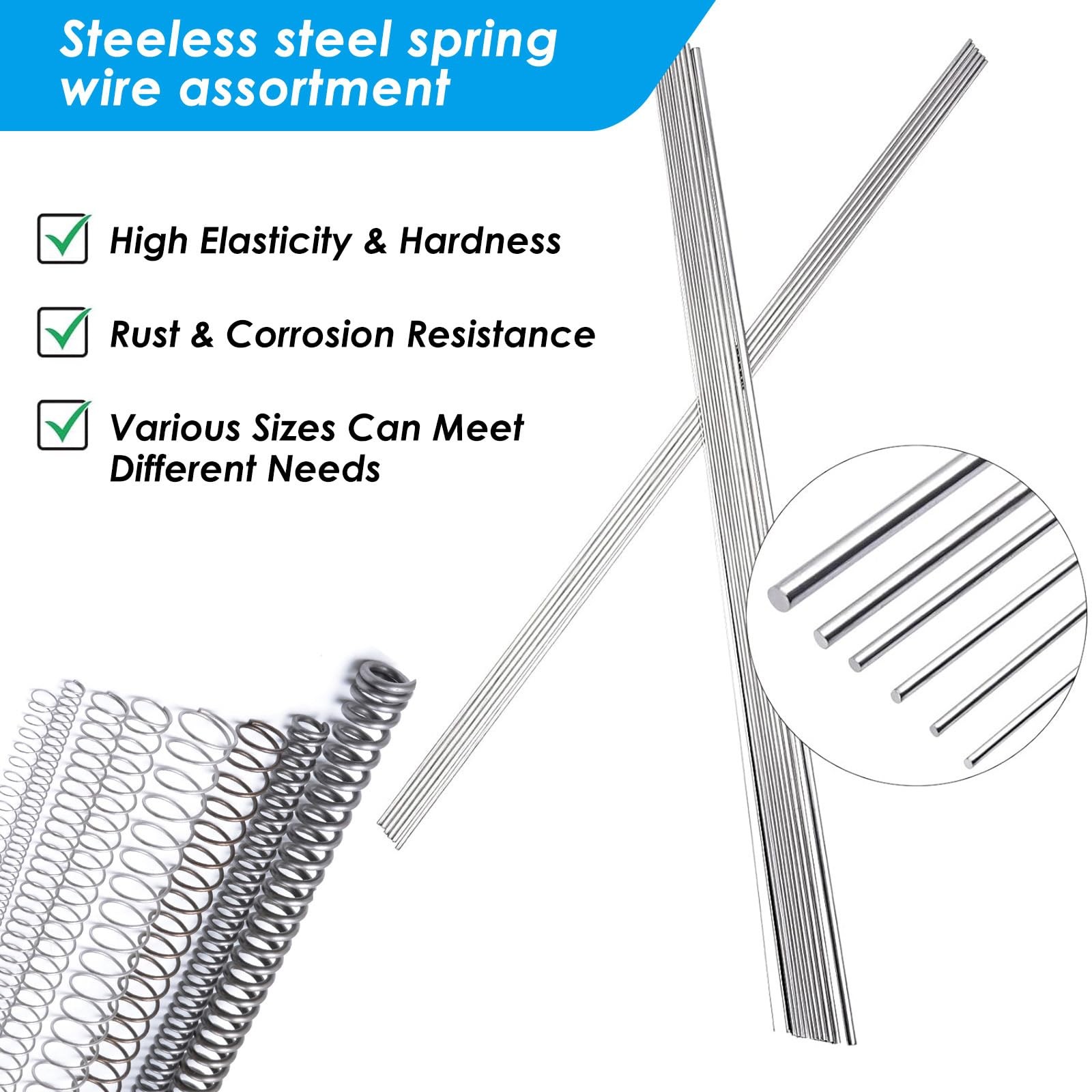 COYOUCO 50CM Stainless Steel Spring Hard Wire Straight Wire Assortment Kit (0…