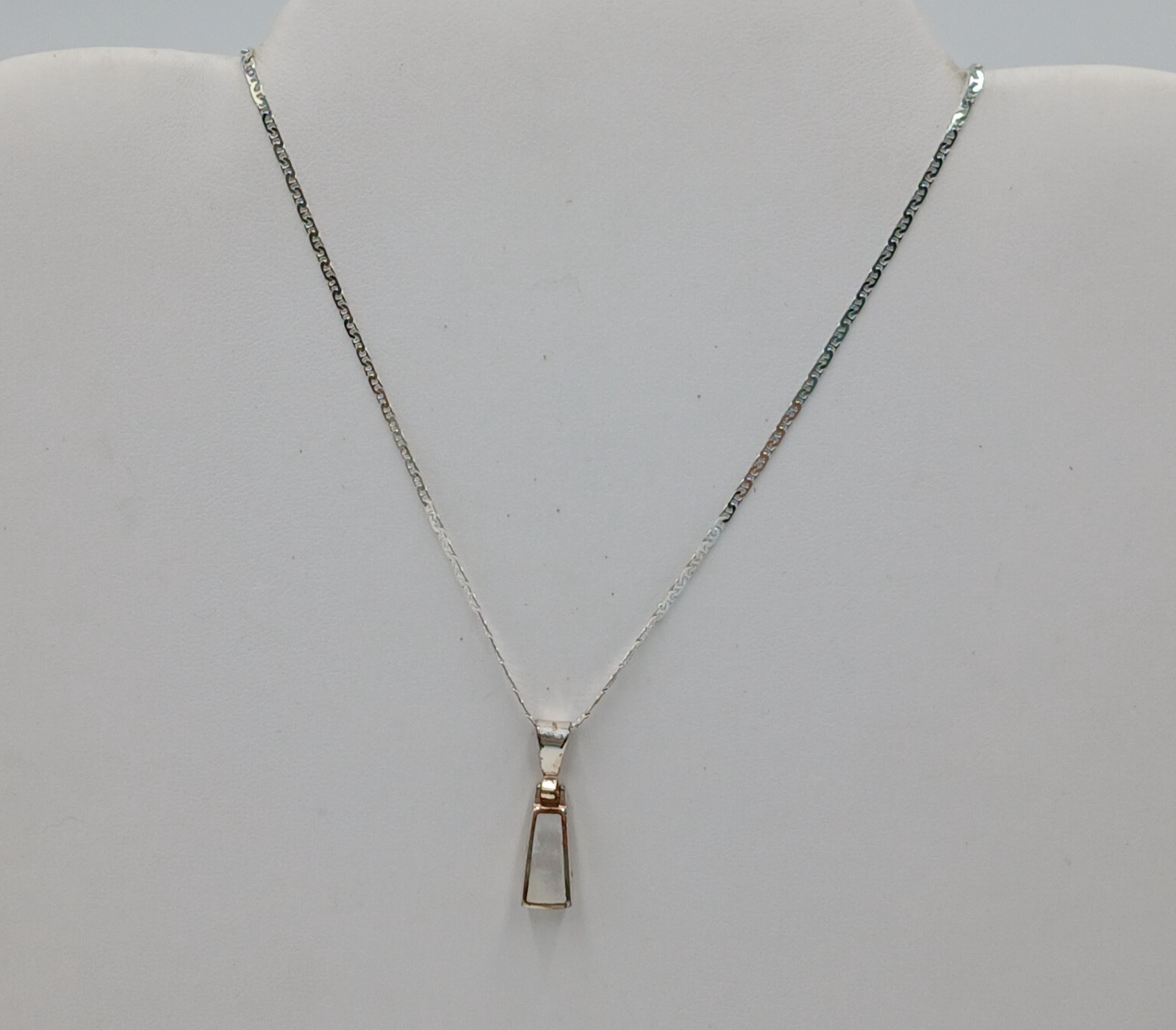 VTG 925 Abalone Necklace Earring Set 17in Sterling Silver 7gtw MOP White Inlay