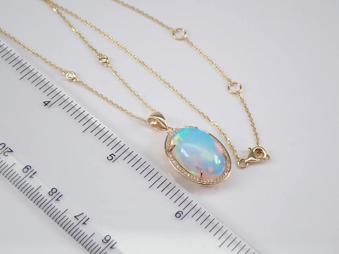 5.00Ct Oval Cut Genuine Fire Opal Halo Pendant 14K Yellow Gold Plated Free Chain