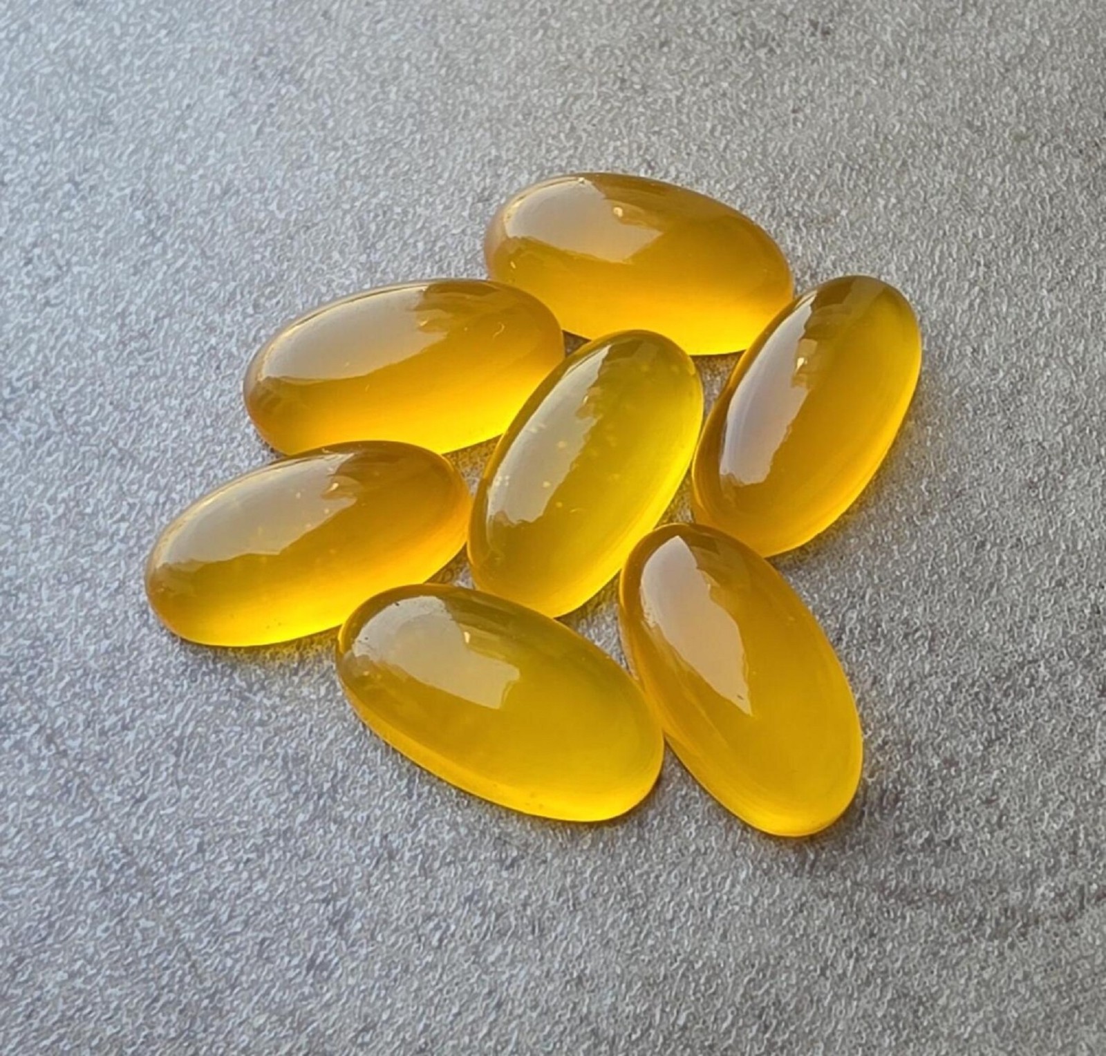 Natural Yellow Chalcedony Long Oval Cabochon Polished Loose Gemstone