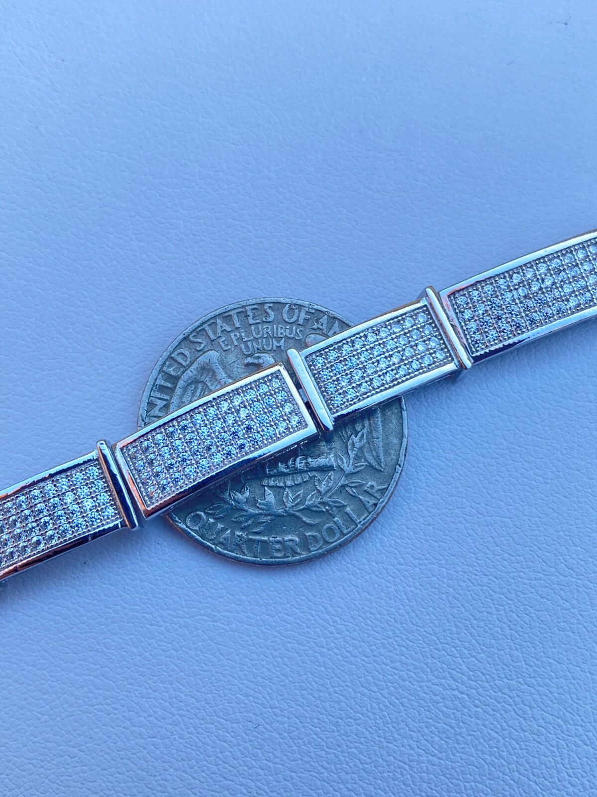 Real Solid 925 Sterling Silver Mens Iced Flooded Out Bracelet CZ Hip Hop Tennis