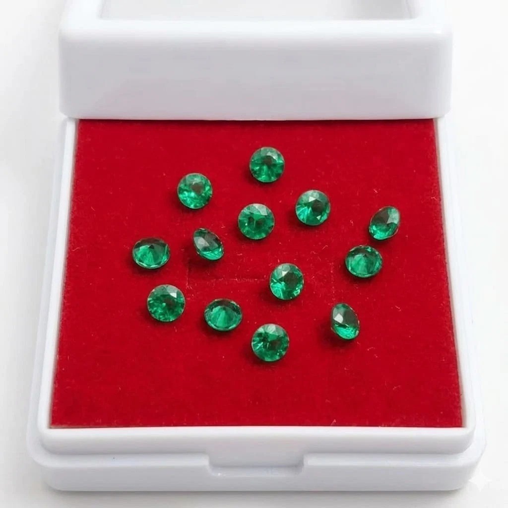 Natural 8 MM Round 11 Pcs Lot Colombia Green Emerald Certified Loose Gemstone
