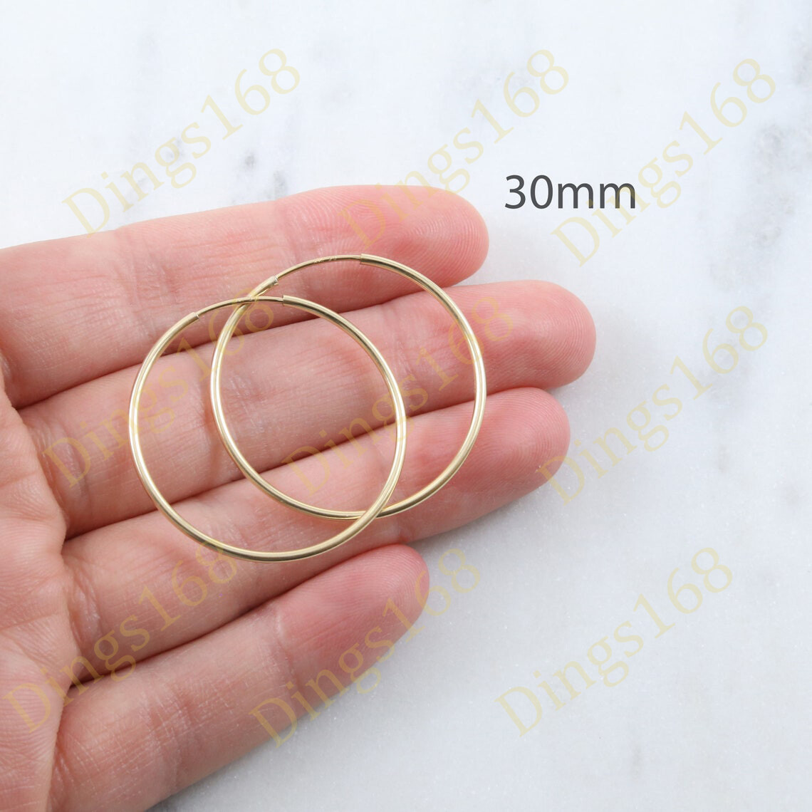 18K Yellow Gold Filled Tarnish-Resistant 30mm/1.18″ Medium Endless Hoop Earrings