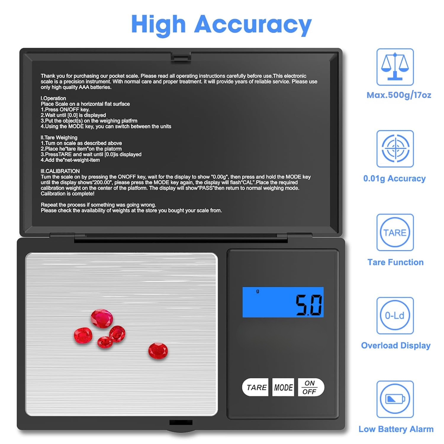 Digital Scale 200g x 0.01g Jewelry Gold Silver Coin Gram Pocket Size Herb Grain