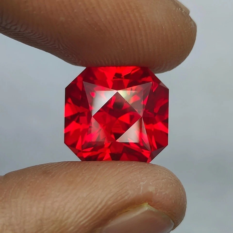 Certified Natural 11.40 Ct Mozambique Red Ruby Asscher Loose Gemstone Flawless
