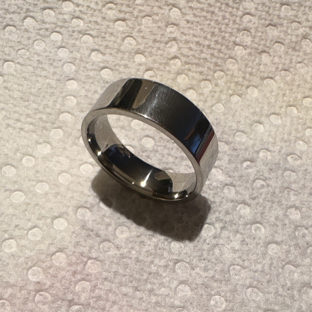 Silver-Tone Metal Plain Band Ring, Band Style, Stainless Steel, Size 13