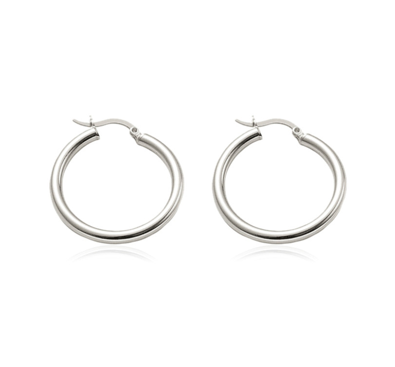 S925 Sterling Silver Men’s Women’s Round Pierced Hoop Earrings 23mm 18mm 13mm