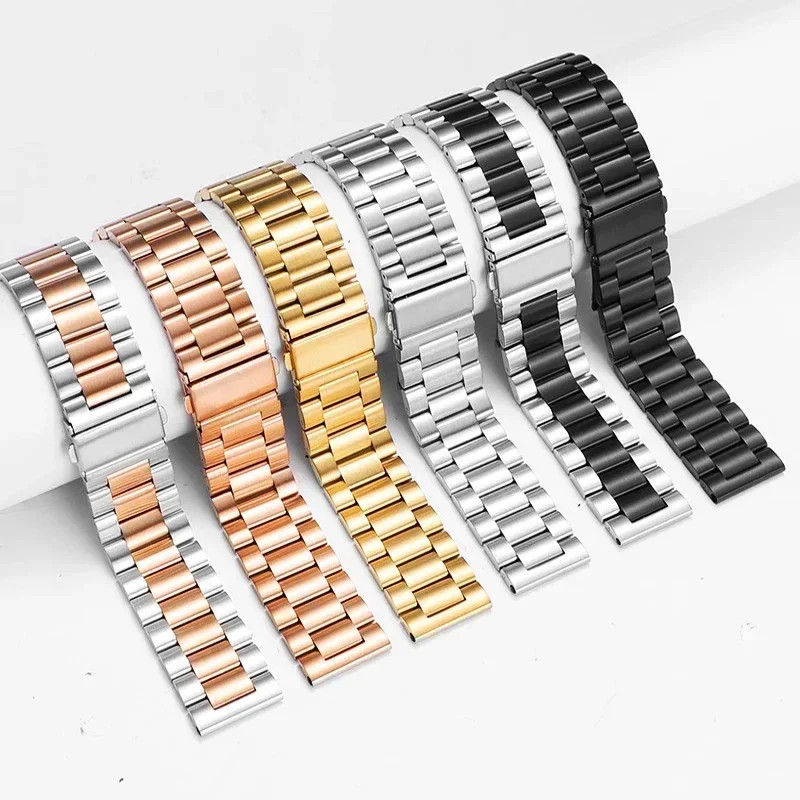 22mm Stainless Steel Watch Band Classic Strap W/ Quick Release Spring Pins