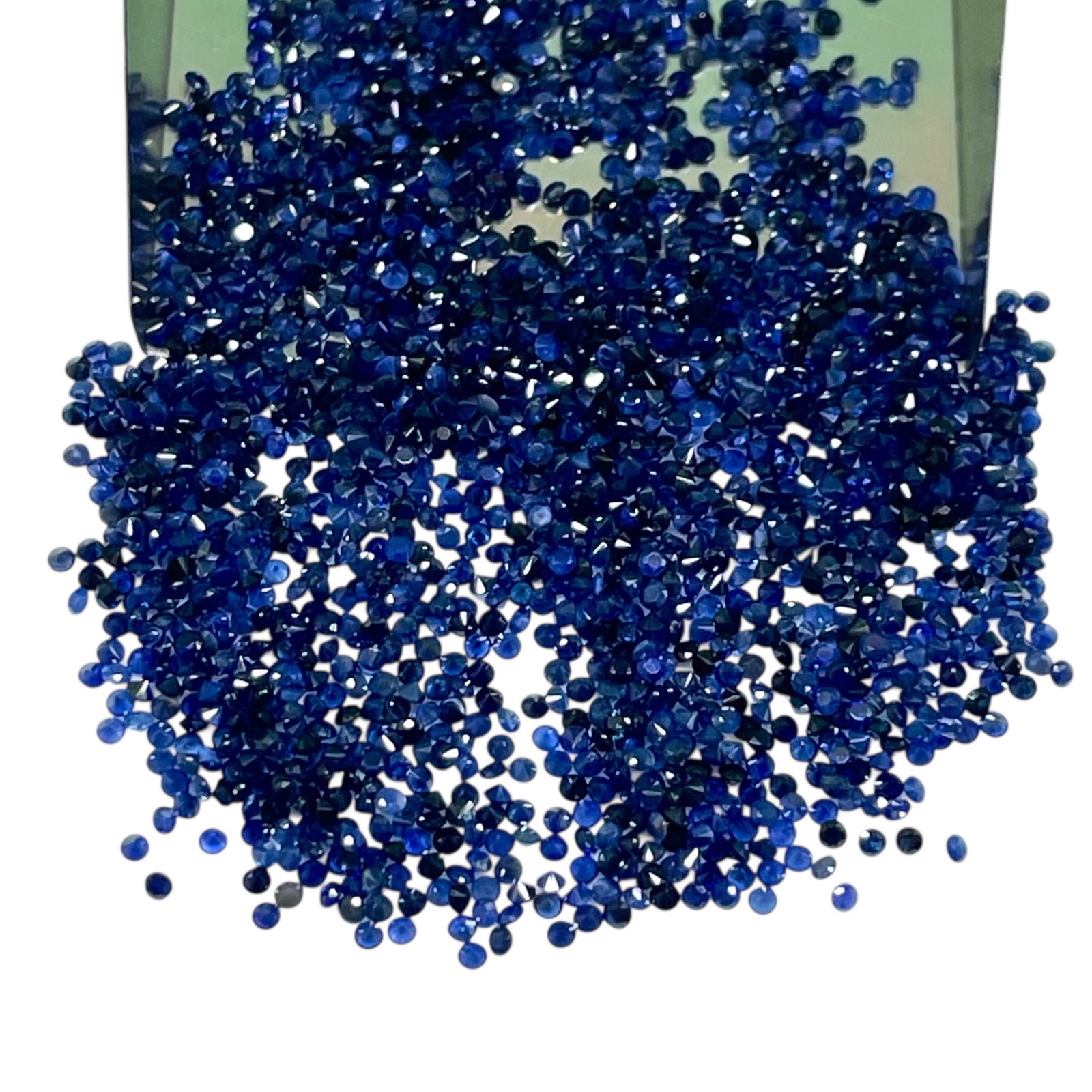 100 Pcs Natural Ceylon Blue Sapphire 1.2mm Round Diamond Cut Loose Gemstones Lot