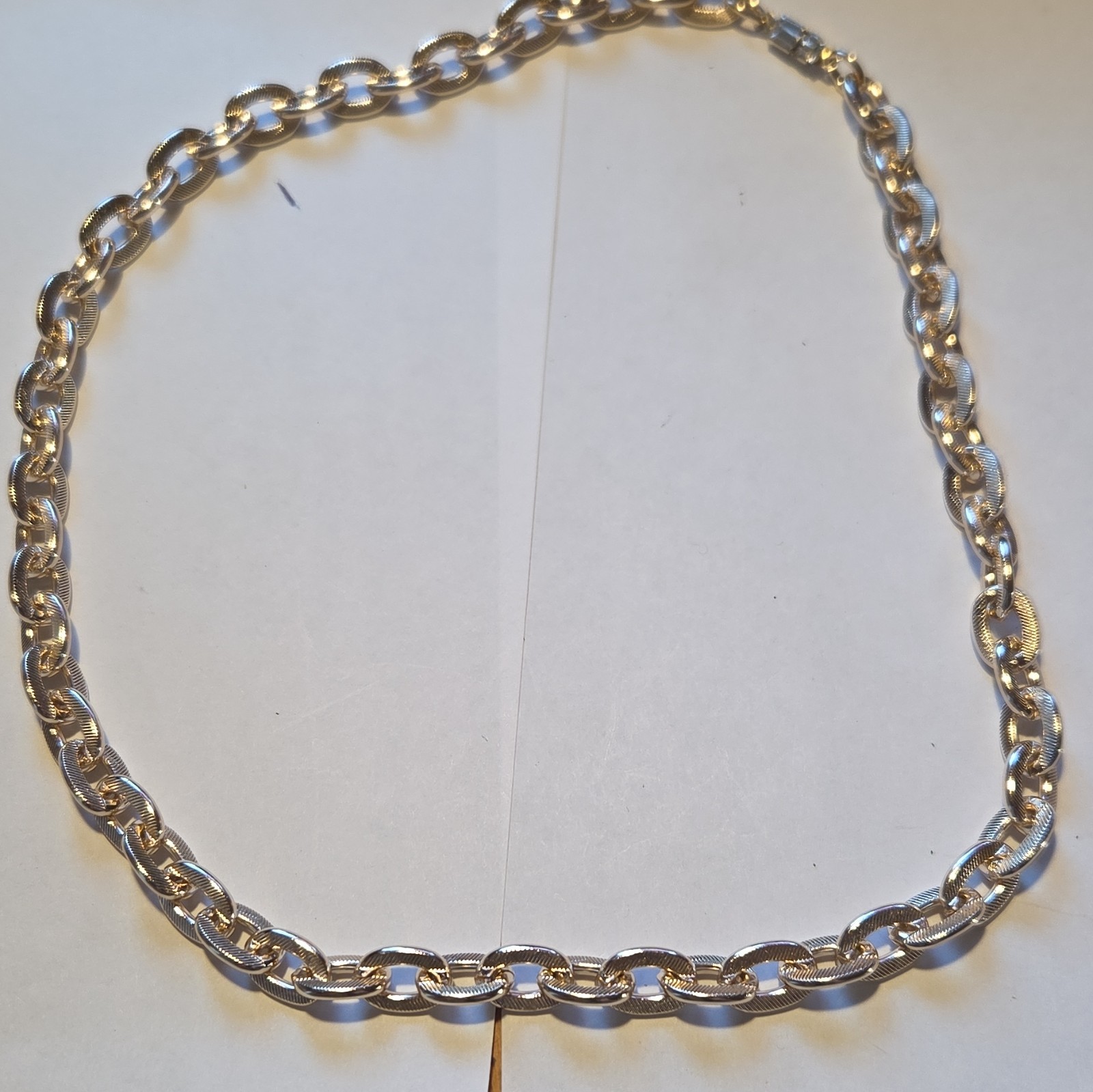 West Germany Silver Tone Oval Link Chain Necklace, Metal, No Stone