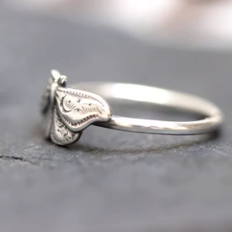 Celestial Moth Ring Moon Witch Fashion Jewelry