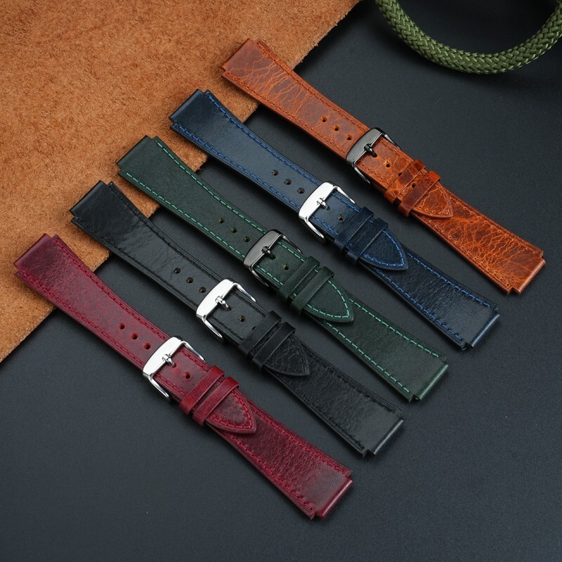 For Casio AE-1200 AE-1300 Genuine Leather Watchband Retro Burst Pattern Strap 18