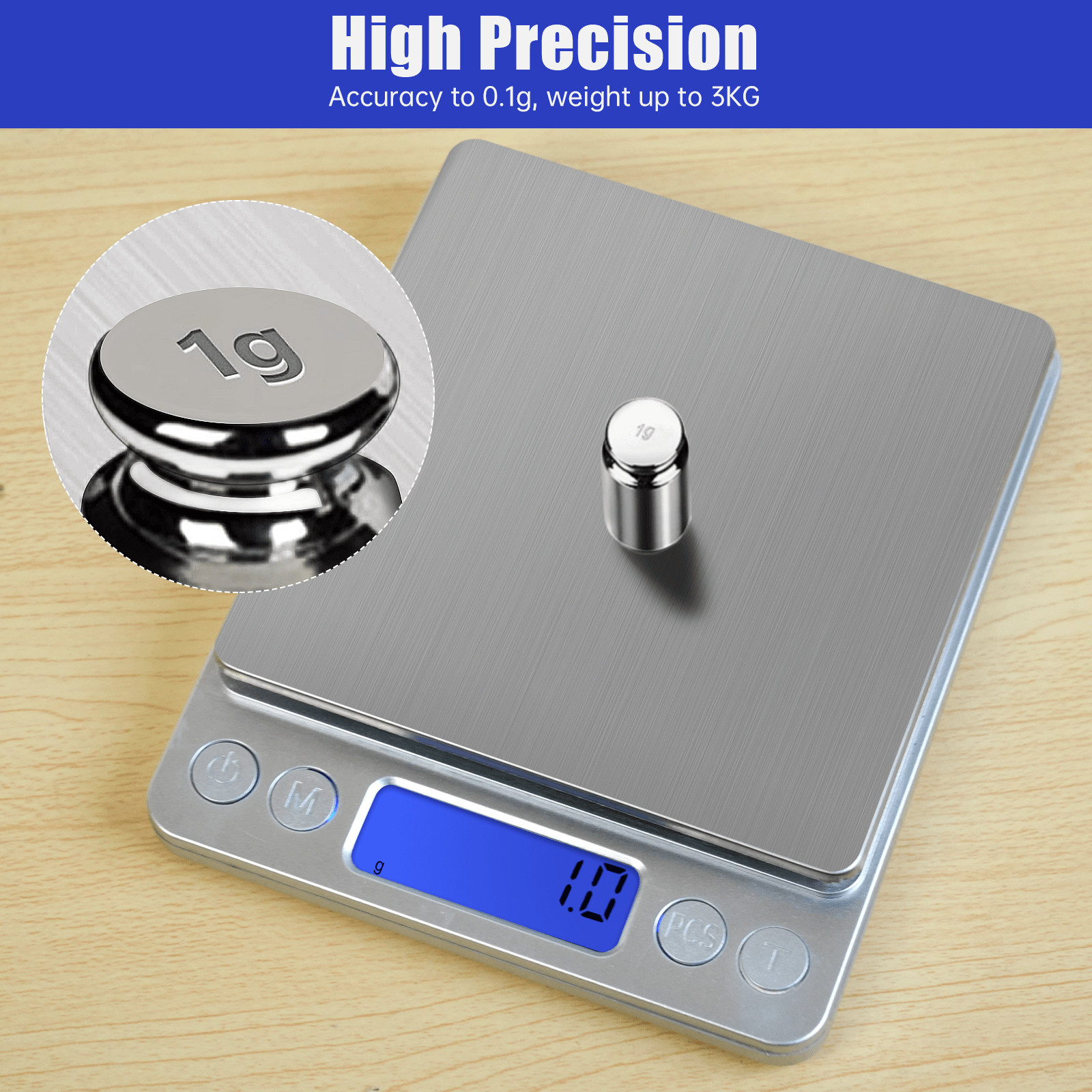 Digital Scale 3000g x 0.1g Jewelry Gold Silver Coin Gram Pocket Size Herb Grain