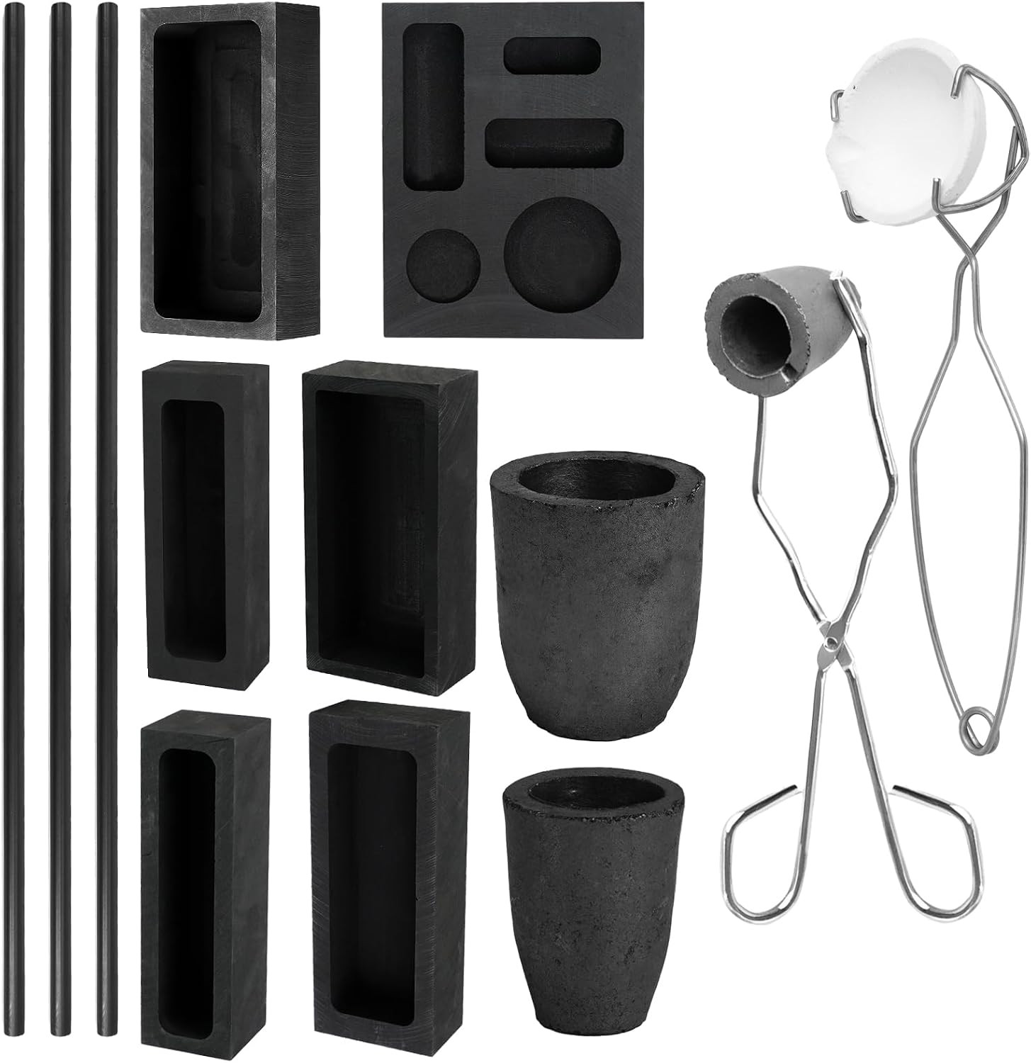 14 Pcs Graphite Torch Melting Casting Kit Includes 5-In-1 Ingot Mold 1 Quartz Cr