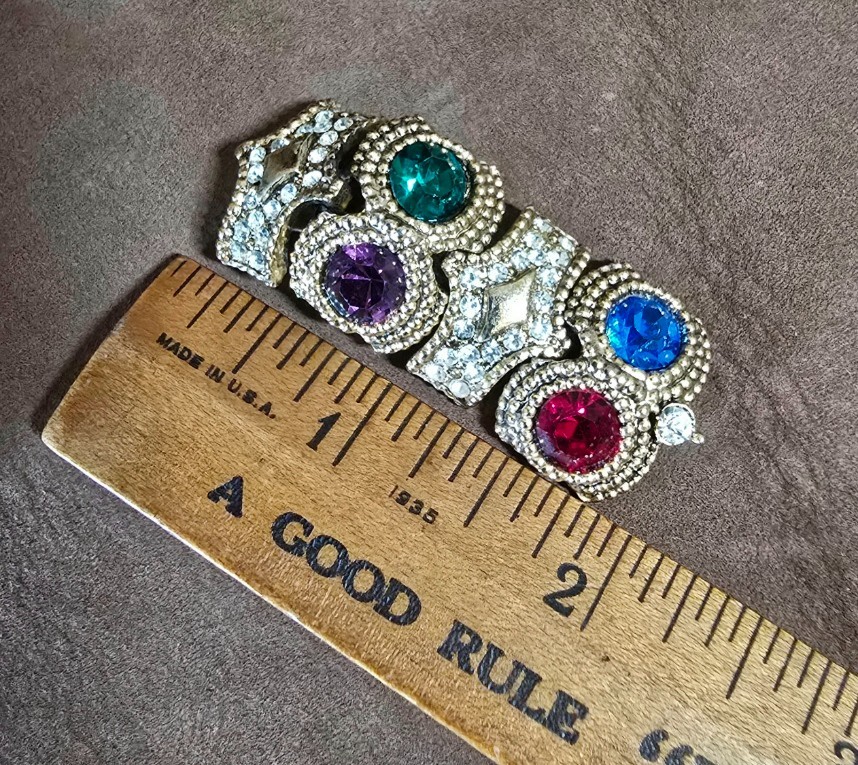Vintage Unsigned Rhinestone Necklace & Clip Earring Set Multicolor Gold Tone