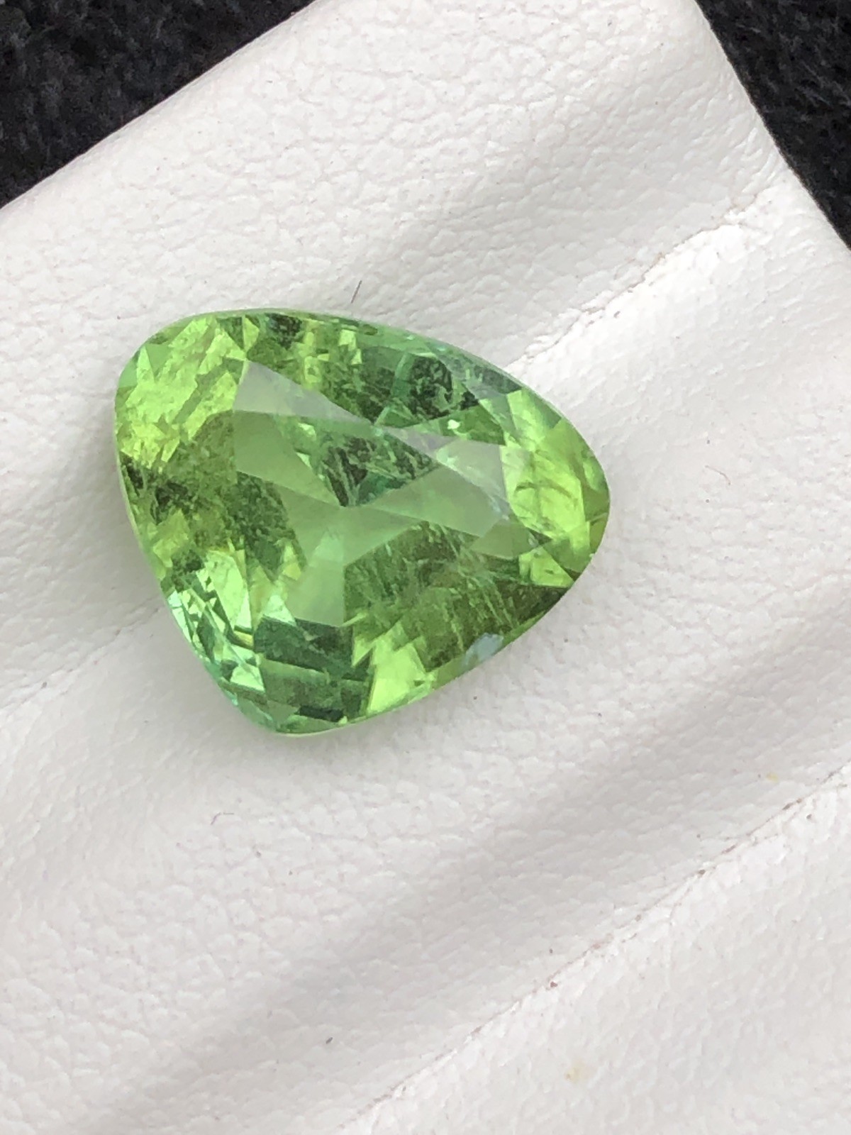 5.60 Cts Natural Green Tourmaline with Trillion Cut | Slightly Included