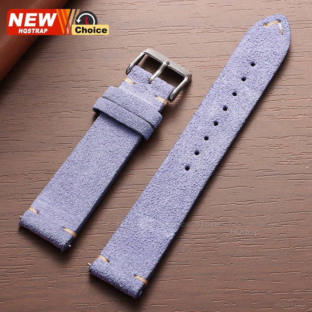 18 19 20 21 22 MM Soft Suede Leather Vintage Strap Watch Band Quick Release