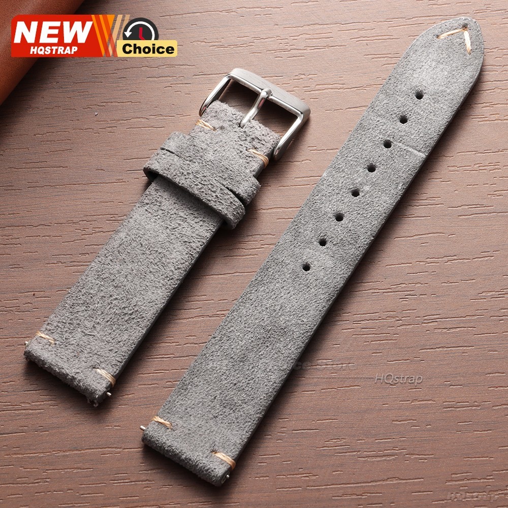 18 19 20 21 22 MM Soft Suede Leather Vintage Strap Watch Band Quick Release