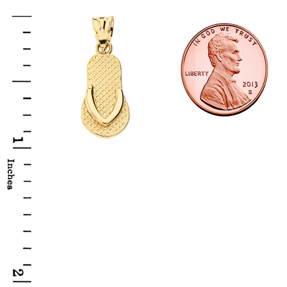 Gold Textured Flip Flop Pendant Necklace(Available in Yellow/Rose/White Gold)