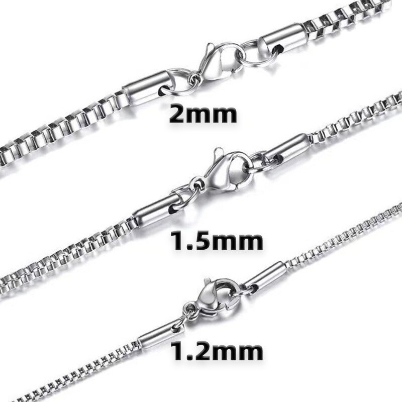 16-40″MEN Stainless Steel 2mm/3mm/4mm/5mm/7mm Silver Smooth Box Chain Necklace